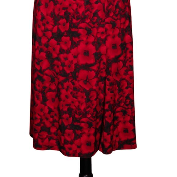 Chaps Ralph Lauren Women's Dress Red Floral Stretch V-Neck Fit Flare Sheath S - Picture 8 of 8
